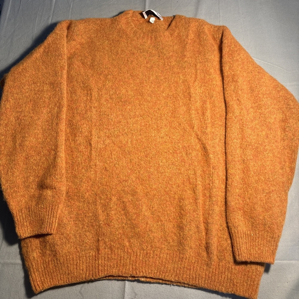 Gran Sasso Italy Rochester Special Man Orange Knit Crewneck Sweater Mens LT